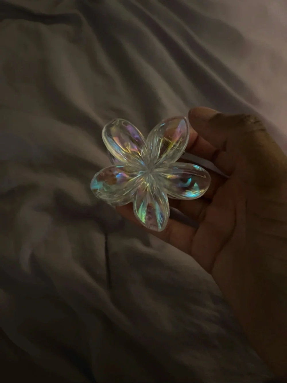 Iridescent Flower Hair Clip - Clear Prism